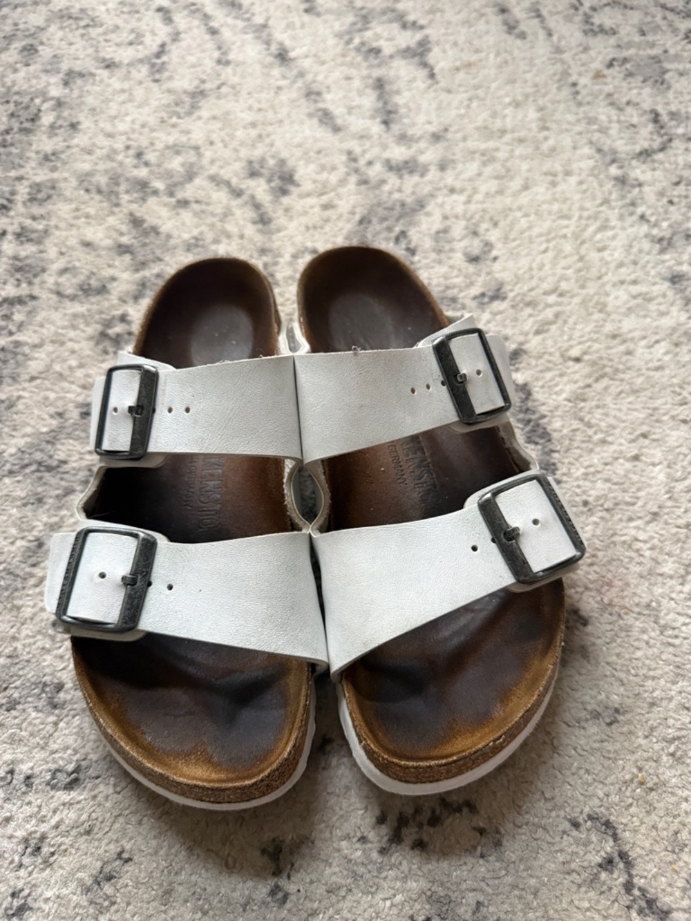 Birkenstock White Double-strap Buckle Sandals, Womens EUR 37 (6/6.5)